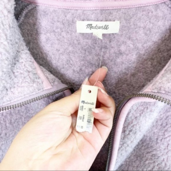 Madewell Purple Polartec Sherpa Fleece Half-zip Sweater Pullover size Large - Picture 5 of 8